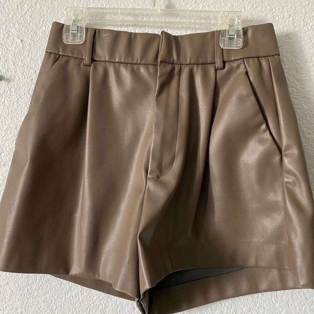 Zara High Waist Leather Shorts